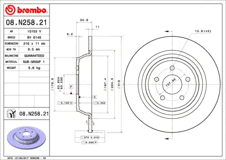 Диск гальмівний BREMBO 08N25821