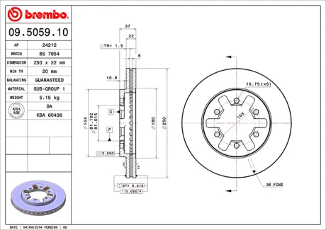 Диск BREMBO 09505910