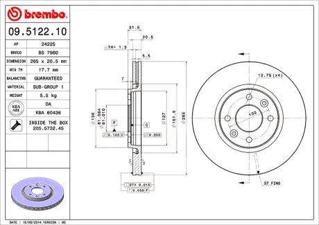 Диск BREMBO 09512210