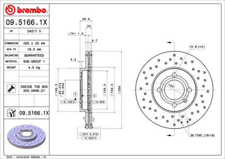 Brembo Xtra BREMBO 0951661X