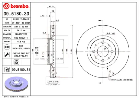 Диск BREMBO 09518031
