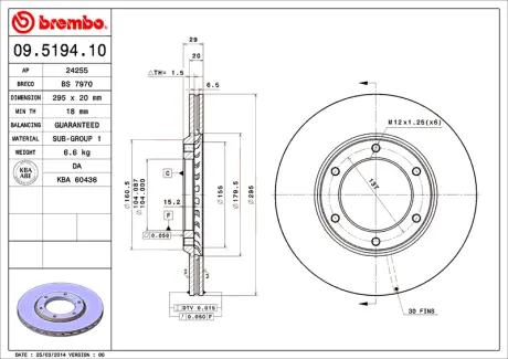 Диск BREMBO 09519410