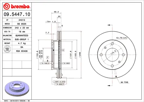 Диск BREMBO 09544710