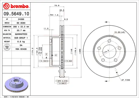 Диск BREMBO 09564910