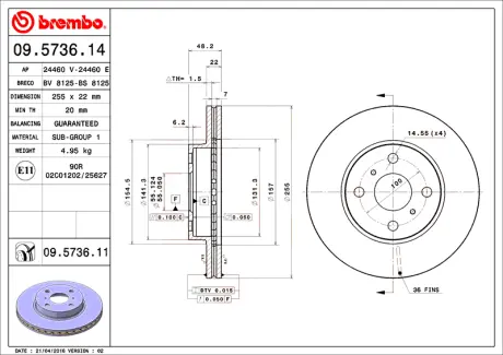 Диск BREMBO 09573611