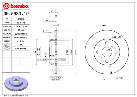 Диск BREMBO 09593310