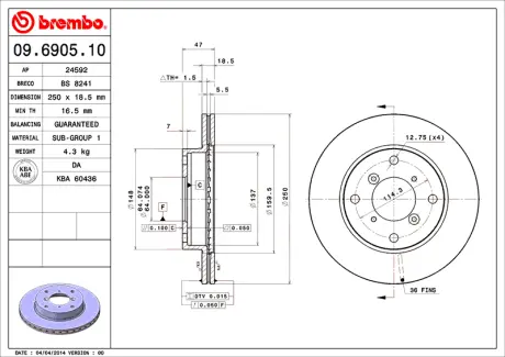 Диск BREMBO 09690510