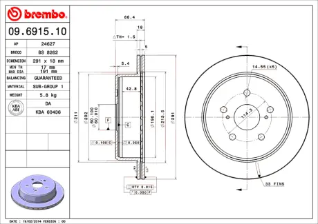 Диск BREMBO 09691510