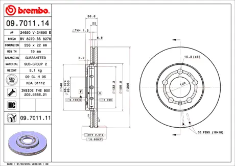 Гальмівний диск BREMBO 09701114