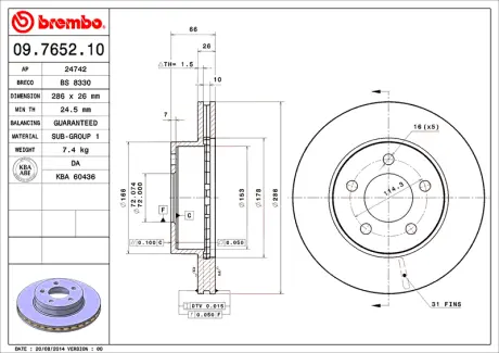 Диск BREMBO 09765210