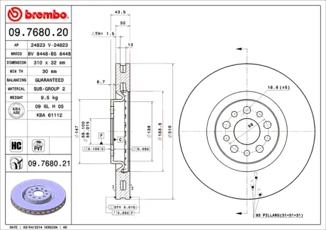 Диск BREMBO 09768020