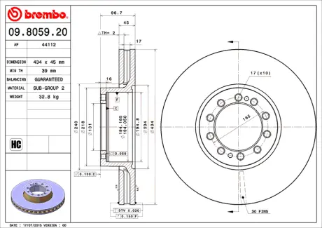 Диск BREMBO 09805920