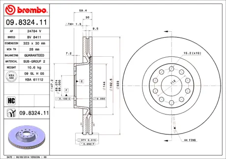 Диск BREMBO 09832411