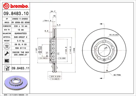 Диск гальмівний BREMBO 09848311