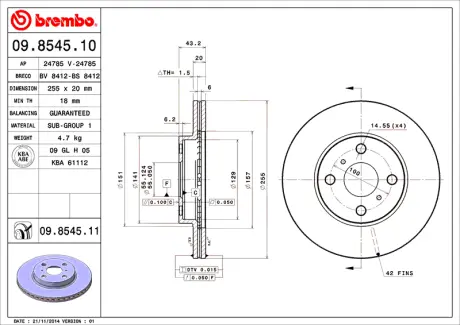 Диск BREMBO 09854511