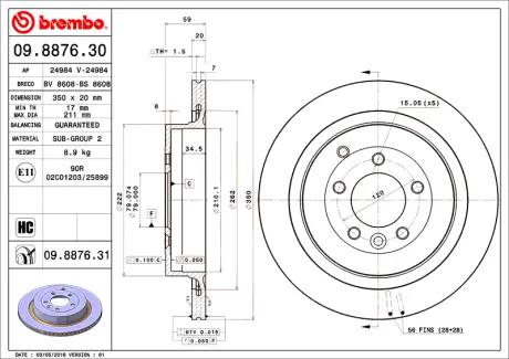 Диск BREMBO 09887630