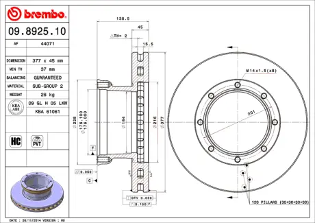 Диск BREMBO 09892510