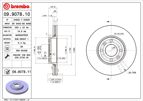 Гальмівний диск BREMBO 09907810