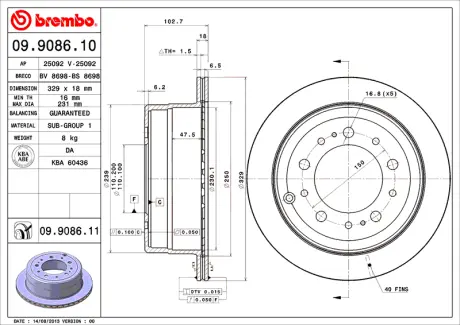 Диск BREMBO 09908610