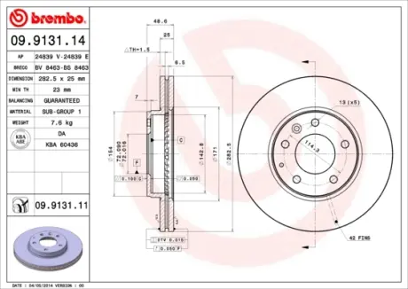 Тормозной диск BREMBO 09913111