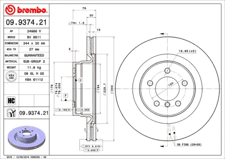 Гальмівний диск BREMBO 09937421