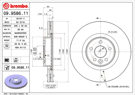 Гальмівний диск BREMBO 09958611