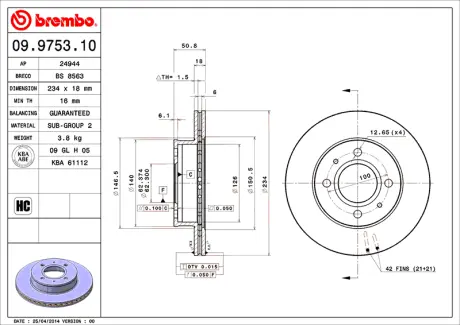 Диск BREMBO 09975310