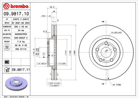 Гальмівний диск BREMBO 09981711