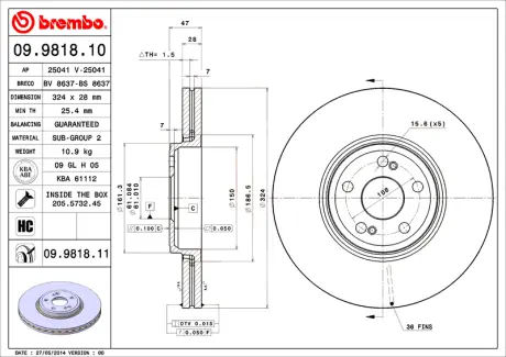 Диск BREMBO 09981810