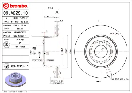 Диск BREMBO 09A22910