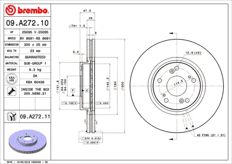Диск BREMBO 09A27210