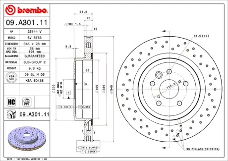 Гальмівний диск BREMBO 09A30111