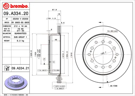 Диск BREMBO 09A33420