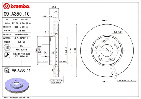 Диск BREMBO 09A35010