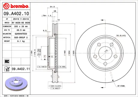 Диск BREMBO 09A40210