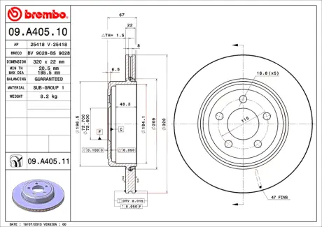 Диск BREMBO 09A40510