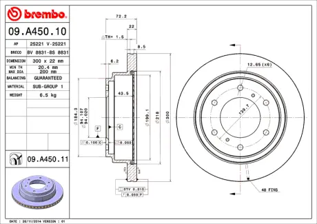 Диск BREMBO 09A45010