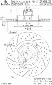 Тормозной диск BREMBO 09A50620