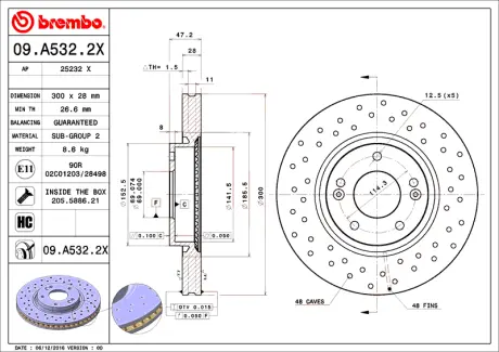 Гальмівний диск BREMBO 09A5322X