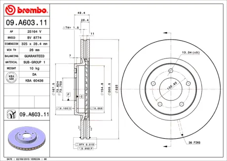 Диск BREMBO 09A60311
