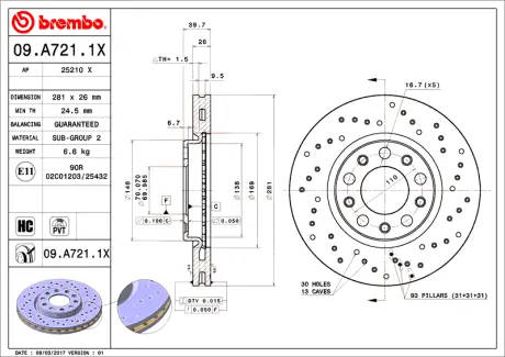 Brembo Xtra BREMBO 09A7211X