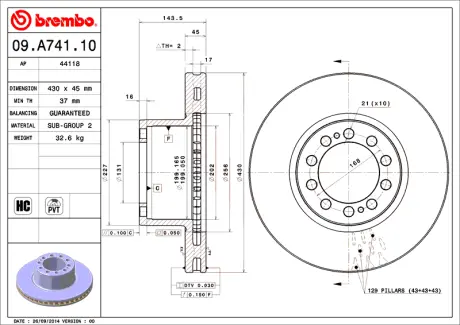 Диск BREMBO 09A74110