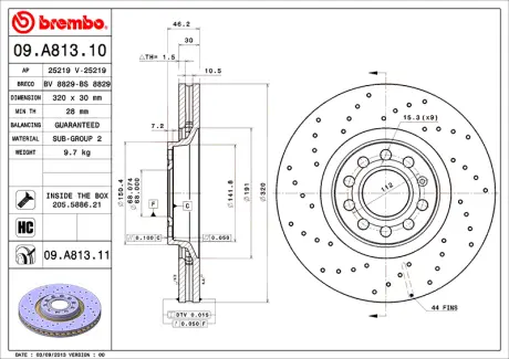 Диск BREMBO 09A81310