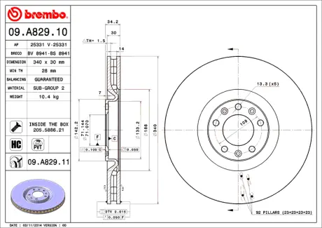 Диск BREMBO 09A82910