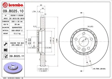 Диск BREMBO 09B02510