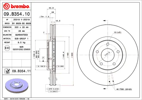 Гальмівний диск BREMBO 09B35411
