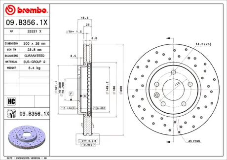 Гальмівний диск BREMBO 09B3561X