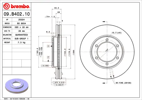 Гальмівний диск BREMBO 09B40210