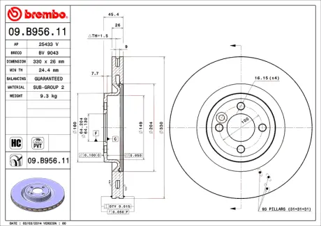 Диск BREMBO 09B95611