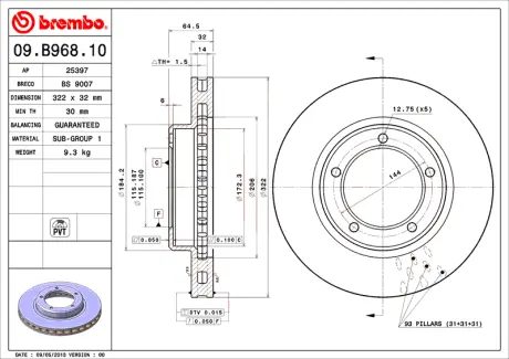 Диск BREMBO 09B96810